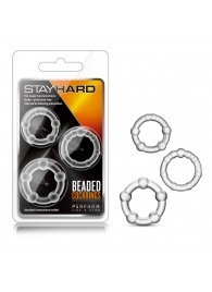 Набор из 3 прозрачных эрекционных колец Stay Hard Beaded Cockrings - Blush Novelties - в Смоленске купить с доставкой