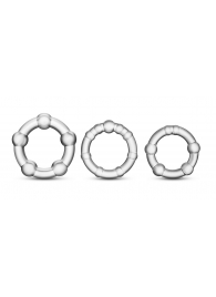Набор из 3 прозрачных эрекционных колец Stay Hard Beaded Cockrings - Blush Novelties - в Смоленске купить с доставкой