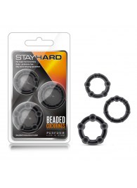 Набор из 3 чёрных эрекционных колец Stay Hard Beaded Cockrings - Blush Novelties - в Смоленске купить с доставкой