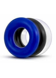 Набор из 3 разноцветных колец Stay Hard Donut Rings - Blush Novelties - в Смоленске купить с доставкой