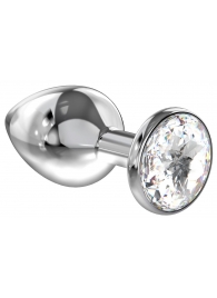 Большая серебристая анальная пробка Diamond Clear Sparkle Large с прозрачным кристаллом - 8 см. - Lola Games - купить с доставкой в Смоленске