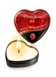 Массажная свеча с ароматом клубники Bougie Massage Candle - 35 мл. - Plaisir Secret - купить с доставкой в Смоленске