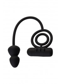 Чёрное эрекционное кольцо с вибропулькой и анальным хвостом - Erotist Adult Toys - в Смоленске купить с доставкой