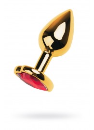 Золотистая анальная пробка с кристаллом-сердцем - 7,5 см. - ToyFa - купить с доставкой в Смоленске