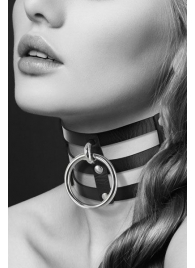 Чёрный тройной чокер с большим кольцом - Bijoux Pour Toi - купить с доставкой в Смоленске