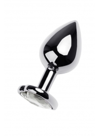 Серебристая анальная пробка с прозрачным кристаллом-сердцем - 8 см. - ToyFa - купить с доставкой в Смоленске