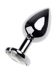 Серебристая анальная пробка с прозрачным кристаллом-сердцем - 8 см. - ToyFa - купить с доставкой в Смоленске