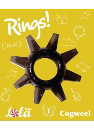 Чёрное эрекционное кольцо Rings Cogweel - Lola Games - в Смоленске купить с доставкой