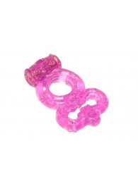Розовое эрекционное кольцо Rings Treadle с подхватом - Lola Games - в Смоленске купить с доставкой