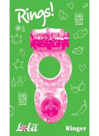 Розовое эрекционное кольцо с вибрацией Rings Ringer - Lola Games - в Смоленске купить с доставкой