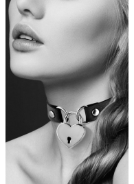 Черный чокер с замком в форме сердца - Bijoux Pour Toi - купить с доставкой в Смоленске