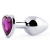 Серебристая анальная пробка с фиолетовым кристаллом-сердечком - 8 см. - Anal Jewelry Plug - купить с доставкой в Смоленске