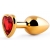 Золотистая анальная пробка с красным стразом-сердечком - 8 см. - Anal Jewelry Plug - купить с доставкой в Смоленске