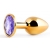Золотистая анальная пробка с фиолетовым стразом - 7,2 см. - Anal Jewelry Plug - купить с доставкой в Смоленске