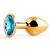 Золотистая анальная пробка с голубым стразом - 7,2 см. - Anal Jewelry Plug - купить с доставкой в Смоленске