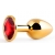 Золотистая анальная пробка с красным стразом - 7,2 см. - Anal Jewelry Plug - купить с доставкой в Смоленске