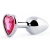 Серебристая анальная пробка с розовым кристаллом-сердечком - 7 см. - Anal Jewelry Plug - купить с доставкой в Смоленске