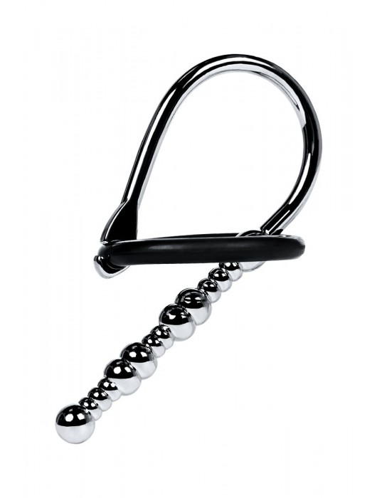 Серебристый уретральный плаг-бусины TOYFA Metal с мягким фиксириющим кольцом - ToyFa - купить с доставкой в Смоленске