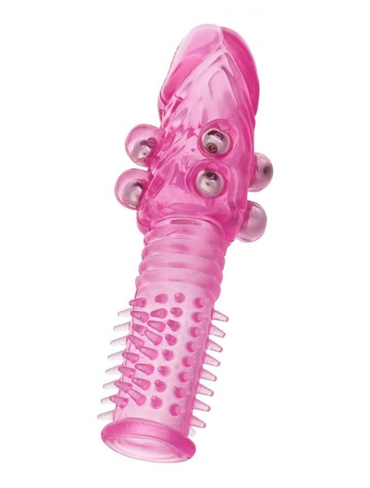 Стимулирующая розовая насадка с шишечками и шипами - 13,5 см. - Toyfa Basic - в Смоленске купить с доставкой