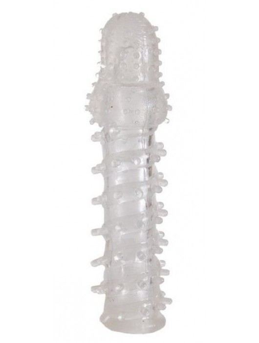 Прозрачная, закрытая насадка с шипами и точками - 13,5 см. - Toyfa Basic - в Смоленске купить с доставкой