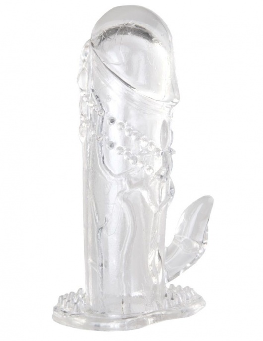 Прозрачная гелевая насадка с клиторальным отростком - 13 см. - Toyfa Basic - в Смоленске купить с доставкой