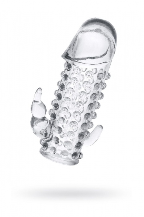 Гелевая прозрачная насадка с 2 отростками - 13 см. - Toyfa Basic - в Смоленске купить с доставкой