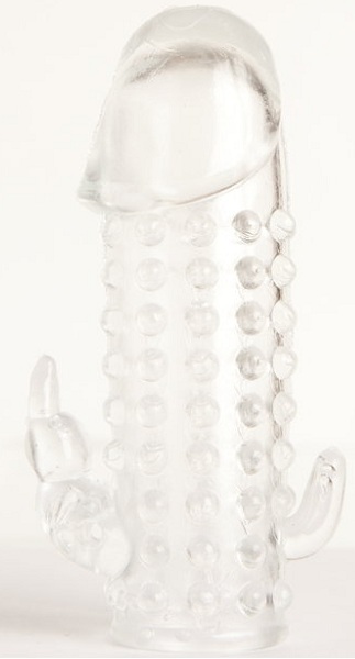 Гелевая прозрачная насадка с 2 отростками - 13 см. - Toyfa Basic - в Смоленске купить с доставкой