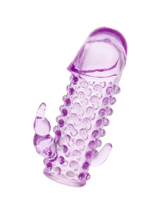 Закрытая фиолетовая насадка с 2 отростками - 13 см. - Toyfa Basic - в Смоленске купить с доставкой