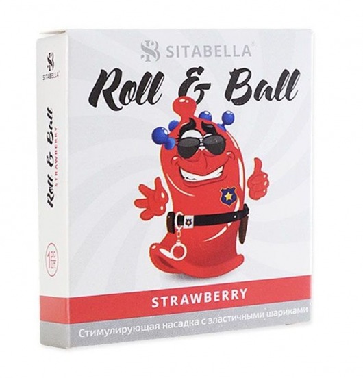 Стимулирующий презерватив-насадка Roll   Ball Strawberry - Sitabella - купить с доставкой в Смоленске