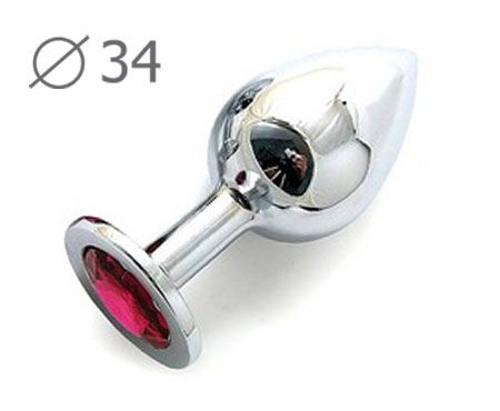 Коническая серебристая анальная втулка с малиновым кристаллом - 8,2 см. - Anal Jewelry Plug - купить с доставкой в Смоленске