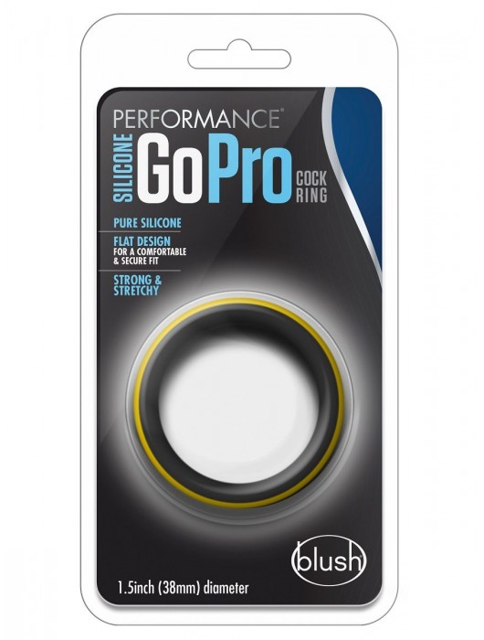 Черно-желтое силиконовое эрекционное кольцо Silicone Go Pro Cock Ring - Blush Novelties - в Смоленске купить с доставкой
