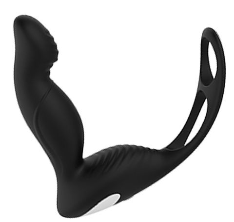 Черный вибромассажер простаты P-PLEASER W ERECTION ENHANCE - Dream Toys - в Смоленске купить с доставкой