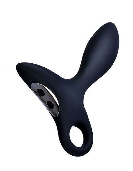 Черный силиконовый анальный вибромассажер Erokey с колечком-ограничителем - Erokay - в Смоленске купить с доставкой