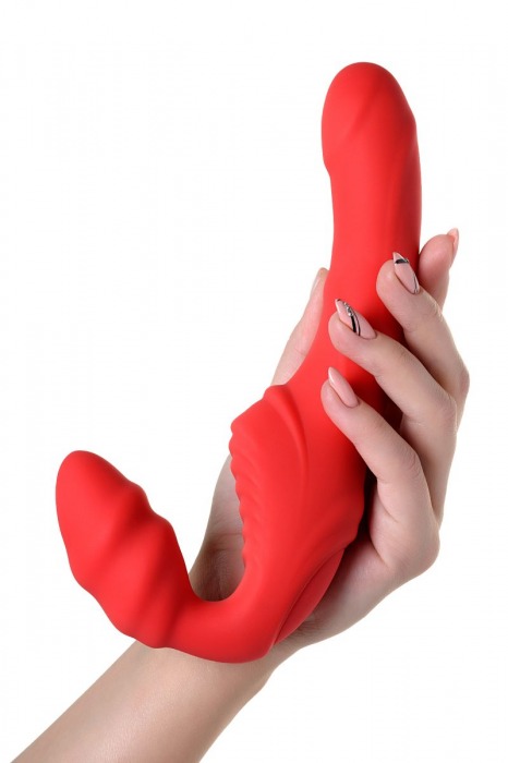 Красный безремневой страпон с вибрацией - ToyFa - купить с доставкой в Смоленске