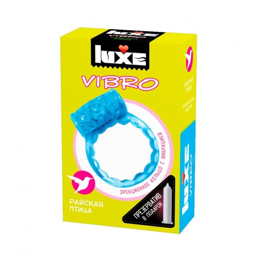 Голубое эрекционное виброкольцо Luxe VIBRO  Райская птица  + презерватив - Luxe - в Смоленске купить с доставкой