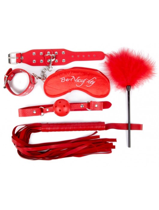 Набор красных БДСМ-аксессуаров из 5 предметов - Notabu - купить с доставкой в Смоленске
