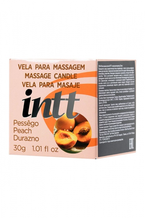 Массажная свеча для поцелуев Peach с ароматом персика - 30 гр. - INTT - купить с доставкой в Смоленске