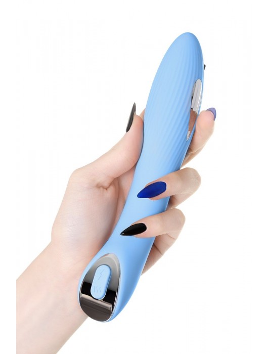 Голубой силиконовый вибратор с электростимуляцией TESLA G-POINT - 21 см. - ToyFa - купить с доставкой в Смоленске