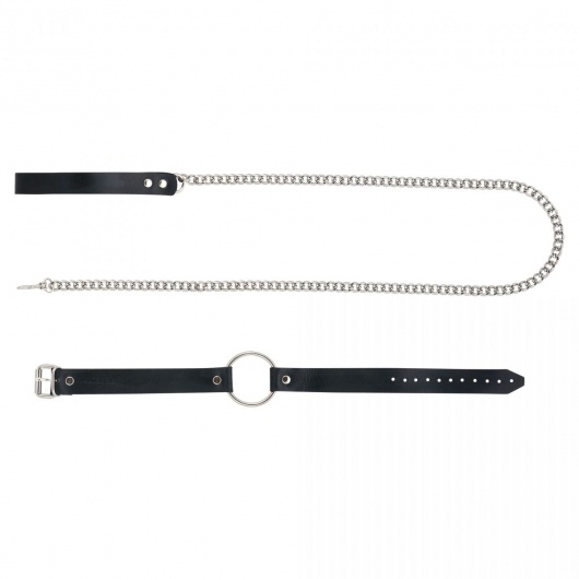 Черный поводок и чокер с кольцом Rada - Rebelts - купить с доставкой в Смоленске