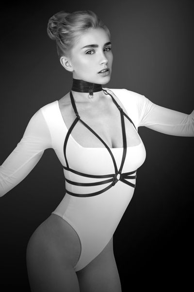 Черная упряжь на грудь Julia - Bijoux Pour Toi - купить с доставкой в Смоленске