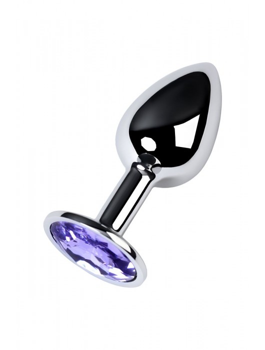 Серебристая конусовидная анальная пробка с фиолетовым кристаллом - 7 см. - ToyFa - купить с доставкой в Смоленске