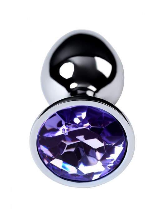 Серебристая конусовидная анальная пробка с фиолетовым кристаллом - 7 см. - ToyFa - купить с доставкой в Смоленске
