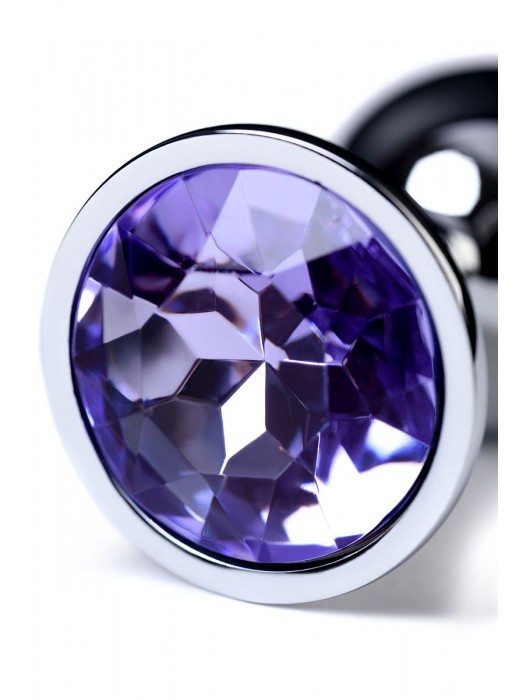 Серебристая конусовидная анальная пробка с фиолетовым кристаллом - 7 см. - ToyFa - купить с доставкой в Смоленске