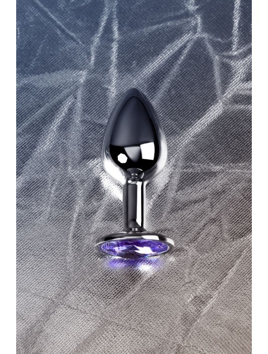 Серебристая конусовидная анальная пробка с фиолетовым кристаллом - 7 см. - ToyFa - купить с доставкой в Смоленске