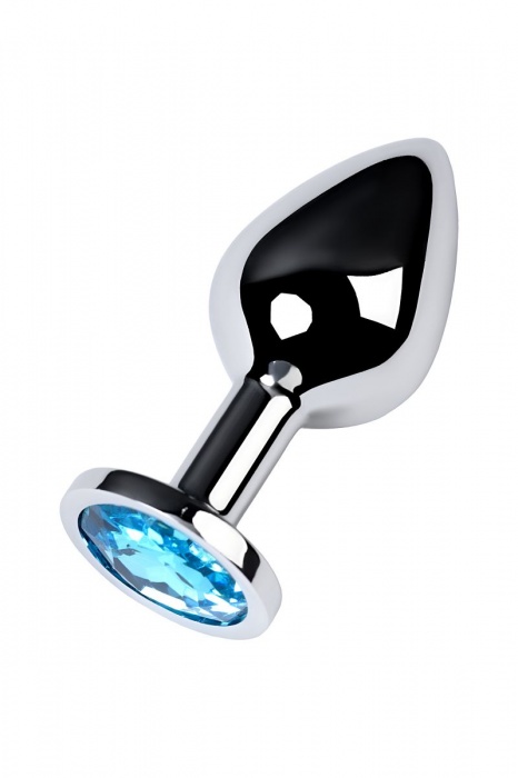 Серебристая конусовидная анальная пробка с голубым кристаллом - 8 см. - ToyFa - купить с доставкой в Смоленске