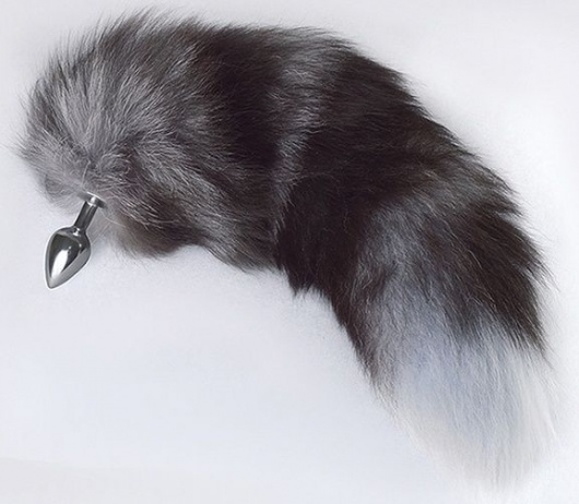 Серебристая анальная пробка с пушистым хвостом - Sitabella - купить с доставкой в Смоленске