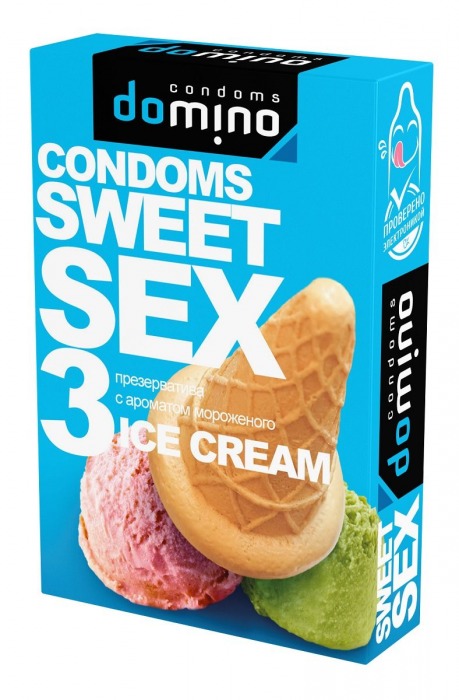 Презервативы для орального секса DOMINO Sweet Sex с ароматом мороженого - 3 шт. - Domino - купить с доставкой в Смоленске