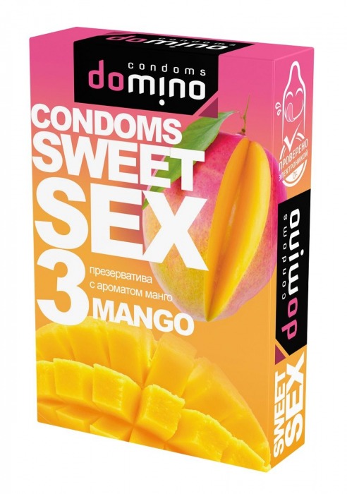 Презервативы для орального секса DOMINO Sweet Sex с ароматом манго - 3 шт. - Domino - купить с доставкой в Смоленске