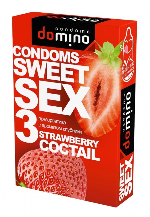 Презервативы для орального секса DOMINO Sweet Sex с ароматом клубничного коктейля  - 3 шт. - Domino - купить с доставкой в Смоленске