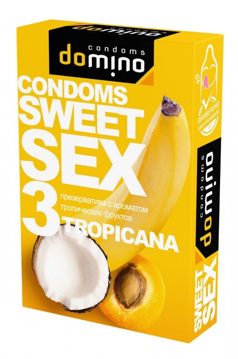 Презервативы для орального секса DOMINO Sweet Sex с ароматом тропических фруктов - 3 шт. - Domino - купить с доставкой в Смоленске